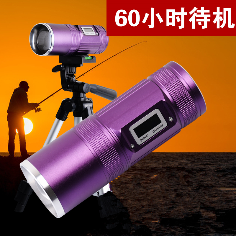 蓝光超亮强光LED钓鱼灯夜钓灯紫光双光源蓝光?#25340;?#21151;率防水手电筒