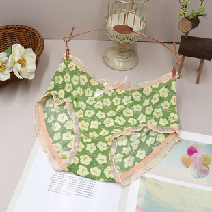 滑溜溜的冰丝！可爱卡通印花大码内裤女胖mm加肥中高腰薄款三角裤