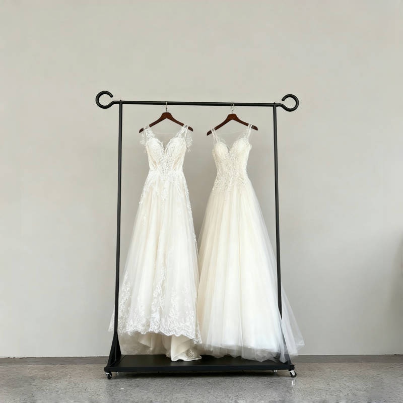 带轮移动婚纱礼服架带板头纱架子