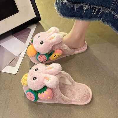 少女心小兔子情侣保暖包头拖