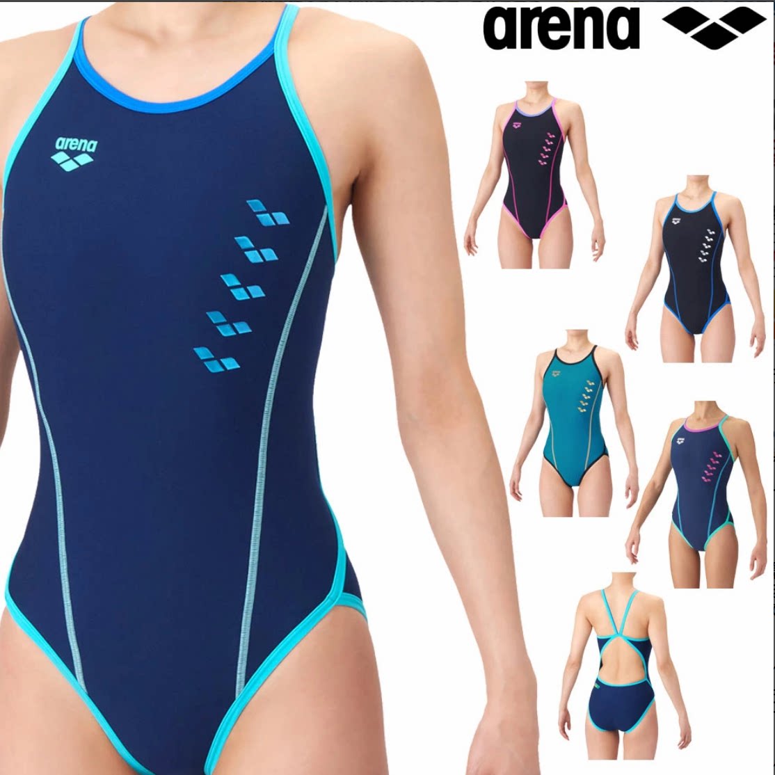Arena阿瑞娜游泳连体女士三角泳衣训练健身露背款游泳装AS6SWM05L