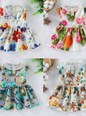 宠物狗狗猫咪衣服立体3D印花卡通图案小中型犬防尘服泰迪比熊博美