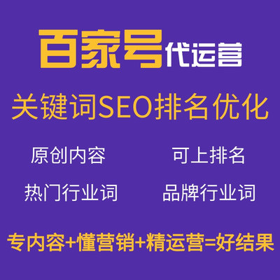 百家号综合全业务百家号权益开通运营推广营销数据维护关键词SEO