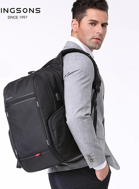 金圣斯背包男士双肩包时尚潮流商务15.6寸电脑背包大容量旅行背包