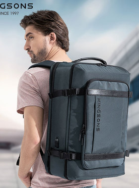 金圣斯男士电脑双肩包商务出差旅行背包大容量密码防盗行李通勤包