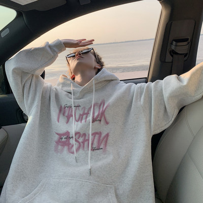 600G重磅纯棉连帽卫衣男秋季美式字母高街打底衫情侣宽松外套潮流