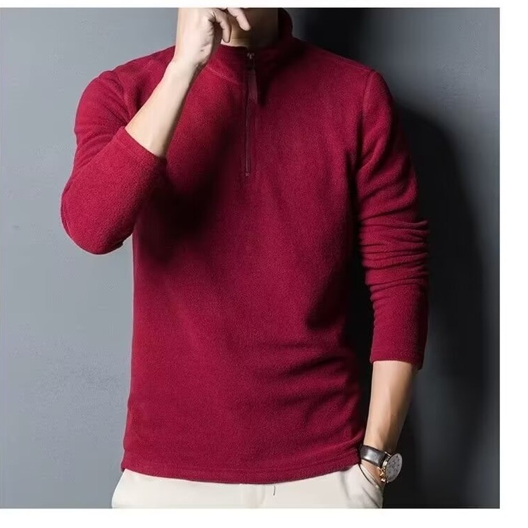 男士打底衫冬季翻领纯色