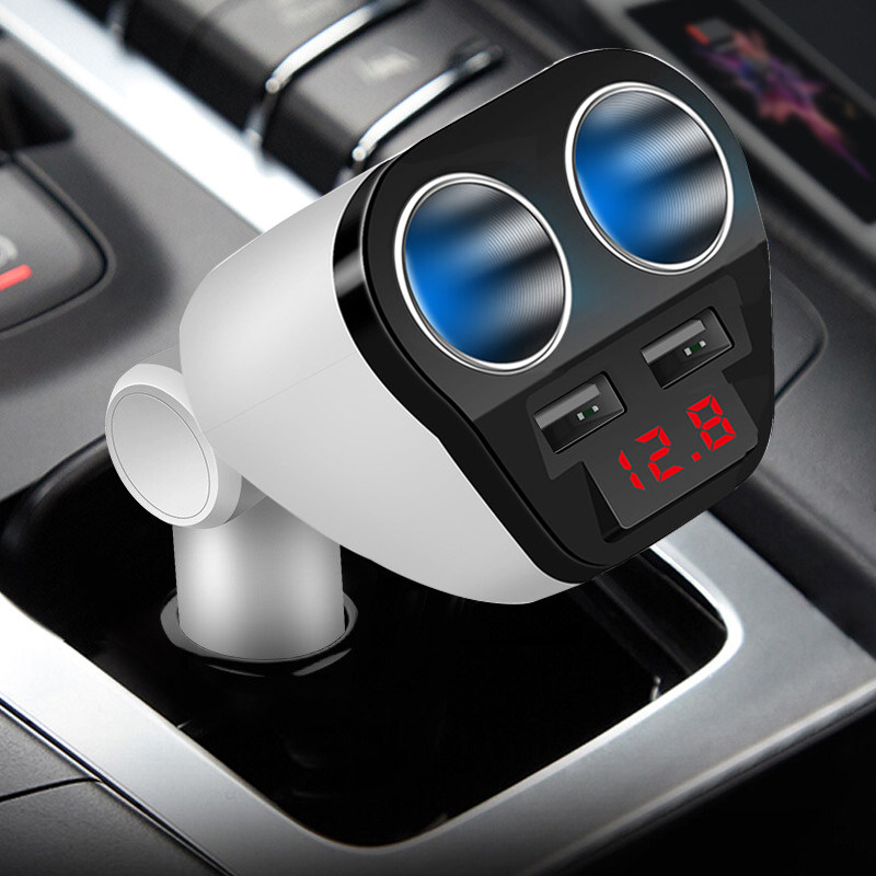 车载充电器汽车一拖二三点烟器车充双USB多功能手机智能快充插头