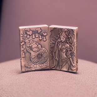 手工升级款三代机甲紫铜立体浮雕防风打火机个性机械复古男士礼品