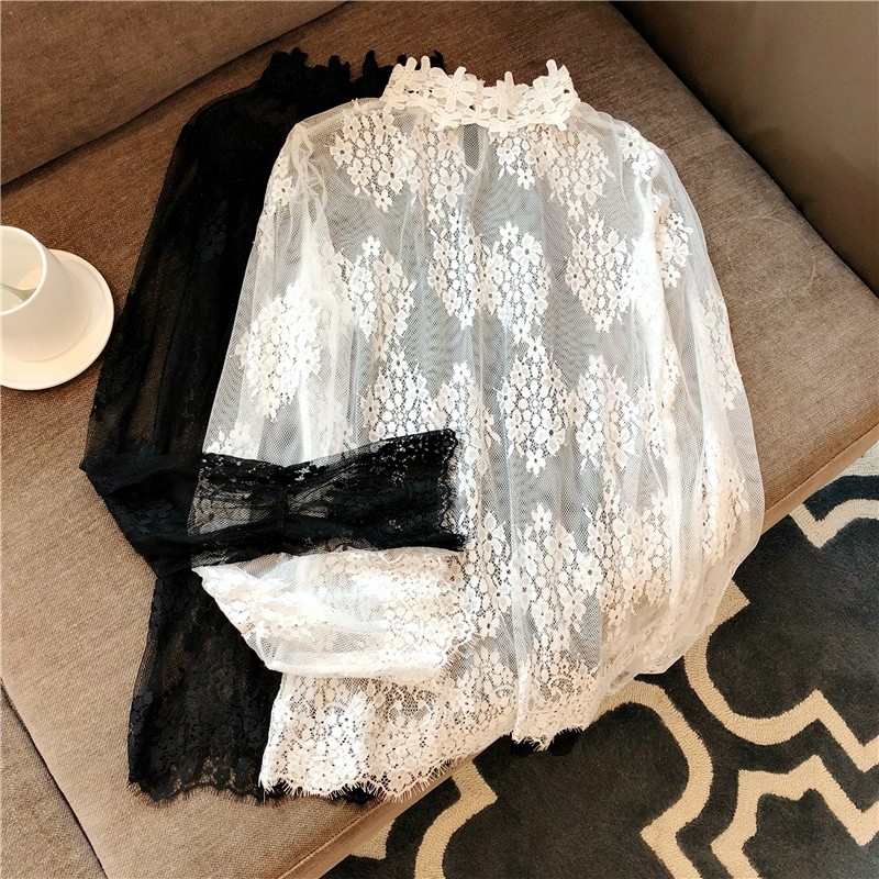 蕾丝打底衫女秋冬新款很仙的网纱纱衣百搭时尚内搭洋气小衫上衣女,女装/女士精品,蕾丝衫/雪纺衫,淘宝优惠券,粉丝福利购,淘宝优惠卷