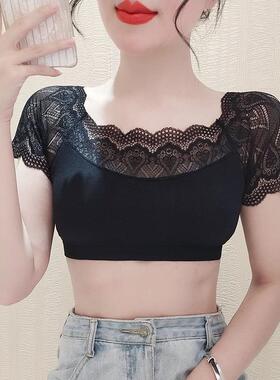 吊带裙内搭女短袖蕾丝拼接