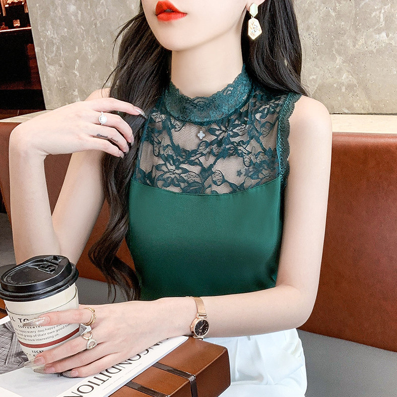 蕾丝背心女百搭性感镂空内搭修身显瘦打底衫半高领无袖t恤上衣潮,女装/女士精品,背心吊带,淘宝优惠券,粉丝福利购,淘宝优惠卷