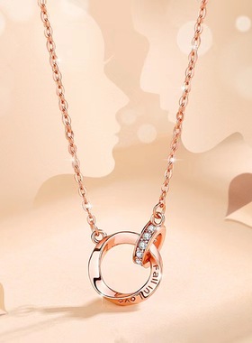 纯银925银十字项链女环环相扣