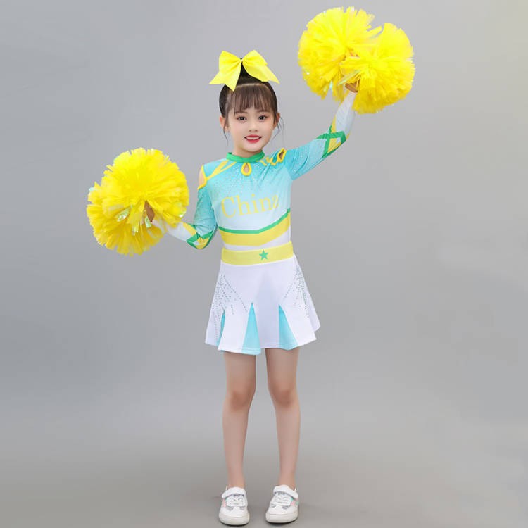 儿童啦啦队健美操比赛演出服绿