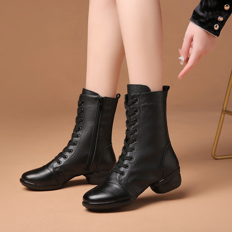 2025新款真皮水兵舞鞋女软底四季爵士舞跳舞鞋外穿现代舞拉丁舞靴