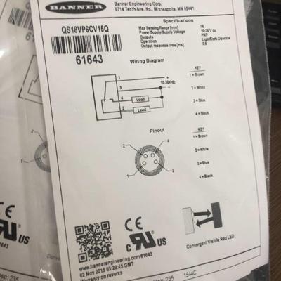 配件QS18VP6CV15Q 邦纳BANNER 光电传感器 QS18VN6CV1议价