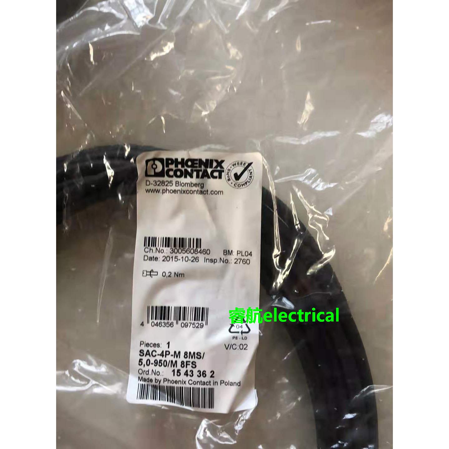 菲尼克斯现货总线电缆SAC-4P-M 8MS/ 5.0-950/M 8FS -1543362议价