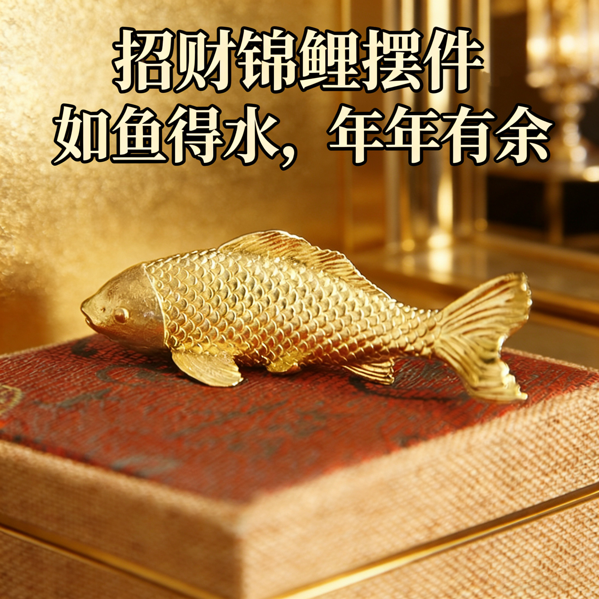 【锦鲤附体】纯铜招财锦鲤居家办公摆件鲤鱼跃龙门车载招财摆件旺,家居饰品,桌面摆件,淘宝优惠券,粉丝福利购,淘宝优惠卷