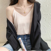 缎面仿真丝吊带背心女春夏季 内搭绸缎v领宽松显瘦内搭打底衫