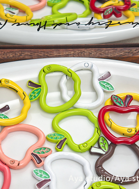 彩色烤漆苹果弹簧扣手工diy配件材料手机链包包挂件圆环钥匙扣头