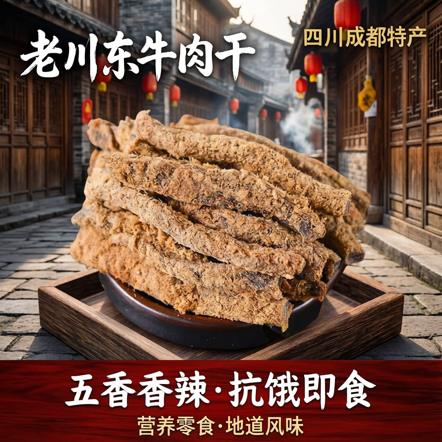老川东牛肉干四川成都特产五香香辣又香又辣抗饿即食营养零食小吃