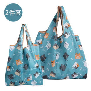 2个装中号超市环保购物袋可折叠轻便妈咪买菜包轻防水收纳袋
