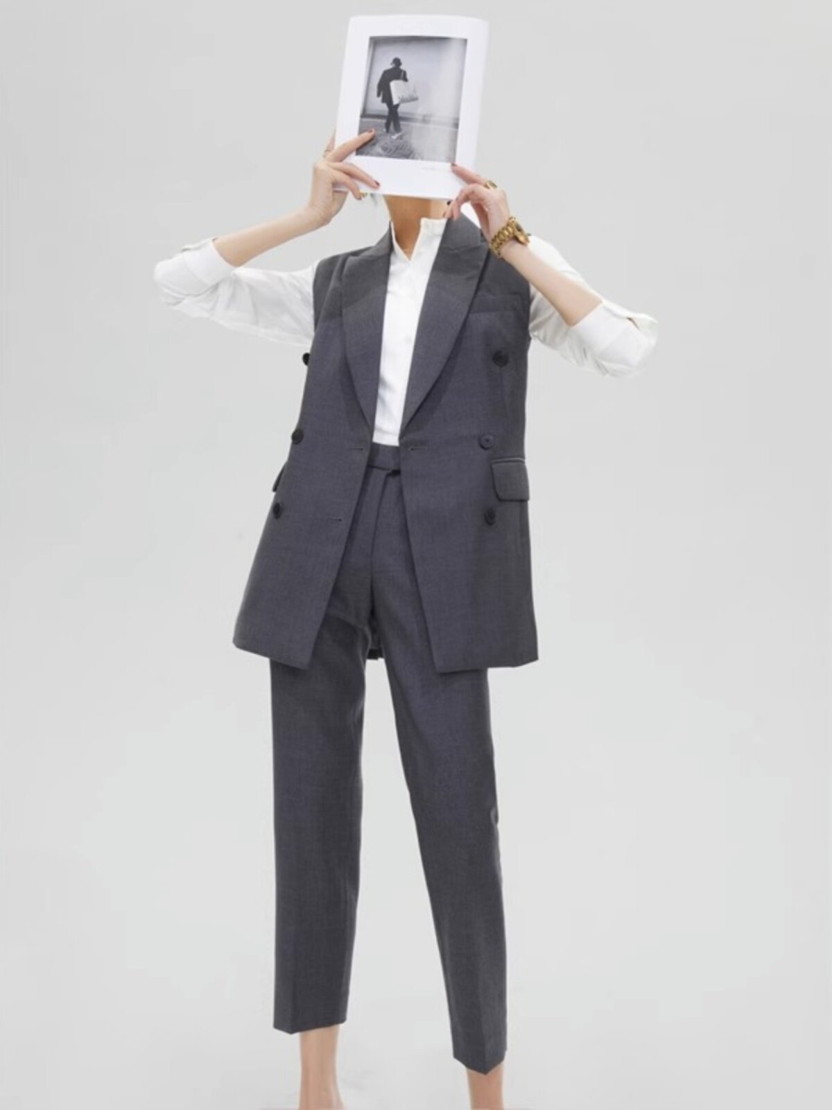 THEORY ANGUS 솔리드 컬러로 쉽게 엘리트 룩을 연출할 수 있습니다  여성을 위한 전문 OL 실크 울 조끼 정장