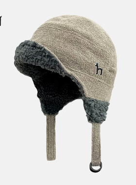 哈吉斯船长秋冬新款加绒飞行帽子女双面戴护耳帽加厚保暖雷锋帽男