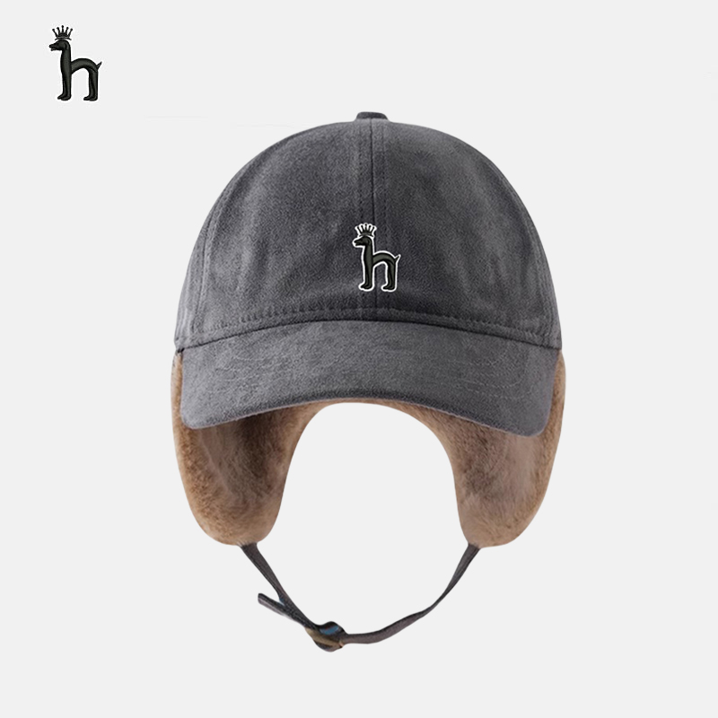 哈吉斯船长高品质保暖麂皮绒护耳棒球帽男女情侣同款冬鸭舌雷锋帽
