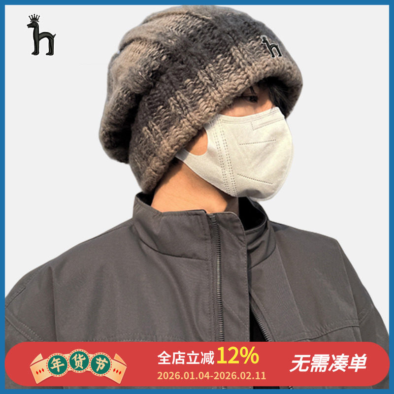 哈吉斯船长大头围粗针织帽男生款加绒加厚毛线帽秋冬季冷帽堆堆帽