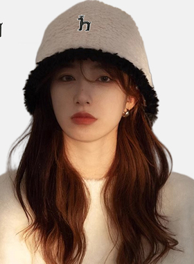 哈吉斯船长毛绒绒渔夫帽女加厚百搭保暖遮脸水桶帽秋冬显脸小盆帽