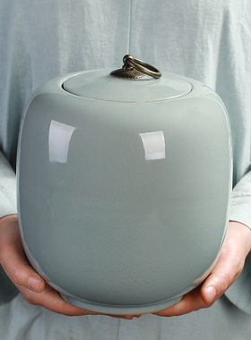 哥窑冰裂茶叶罐陶瓷罐存储罐家用特大号密封罐茶盒普洱存茶罐防潮