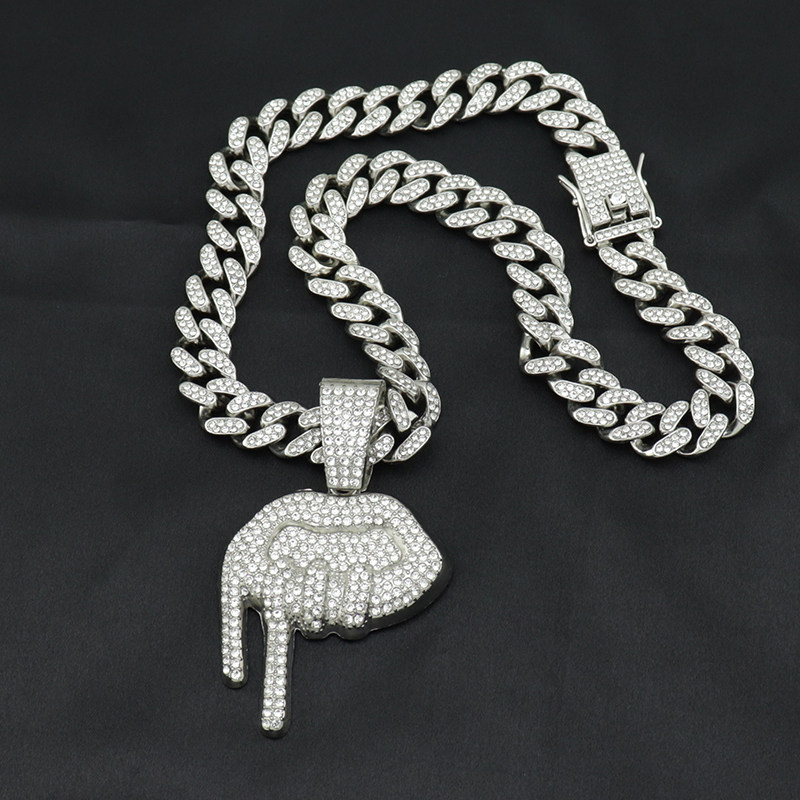 欧美嘻哈吊坠粗项链霸气嘴唇口水欲滴古巴项链潮牌说唱hiphop配饰