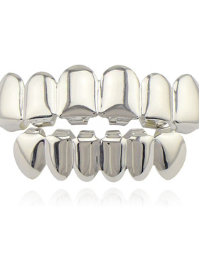 抖音表演嘻哈牙套镀金八颗金牙套说唱圣诞万圣节Teeth Grillz道具