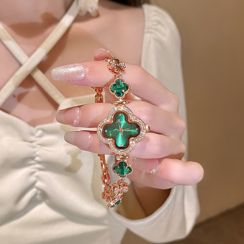 姬妮诗嫚四叶草镶钻女轻奢手链表