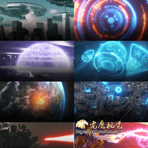 310个科幻飞船地球科技HUD武器设备特效合成透明背景4K视频素材