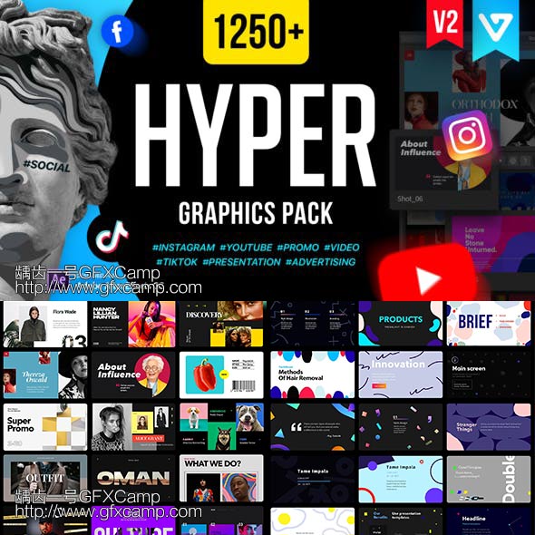 AE脚本 1250+文字排版字幕条指示线背景Logo视频包装元素动画包V2