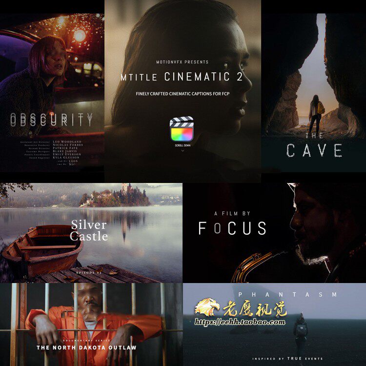 FCPX插件-50种大气优美电影开场文字标题动画 mTitle Cinematic 2