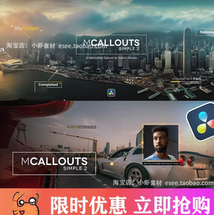 达芬奇插件 50个呼叫指示线注释文字标题字幕动画预设 mCallouts