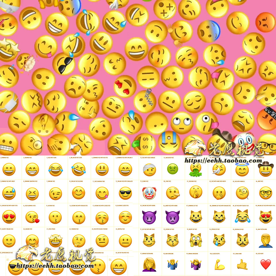 AE模板 102组社交网络Emoji表情动画+视频素材（fcpx/pr/ed等）