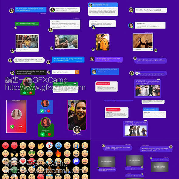 FCPX插件 APP Emoji信息对话框气泡表情手机视频动画预设V2
