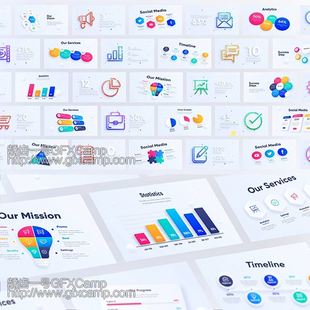 AE模板+PR预设 90个清新时尚三维信息数据柱状图商务统计图表动画
