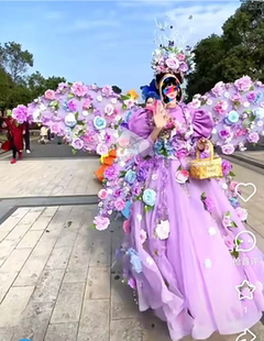 來(lái)圖定制花仙子春日浪漫花仙子巡游表演服花朵裙翅膀巡游演出服