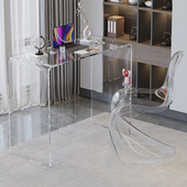 亚克力透明化妆桌卧室梳妆台现代简约办公电脑桌子北欧小户型书桌