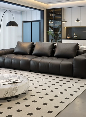 泡芙像素全真皮沙发客厅小户型黑色模块广东佛山东莞2026年新款
