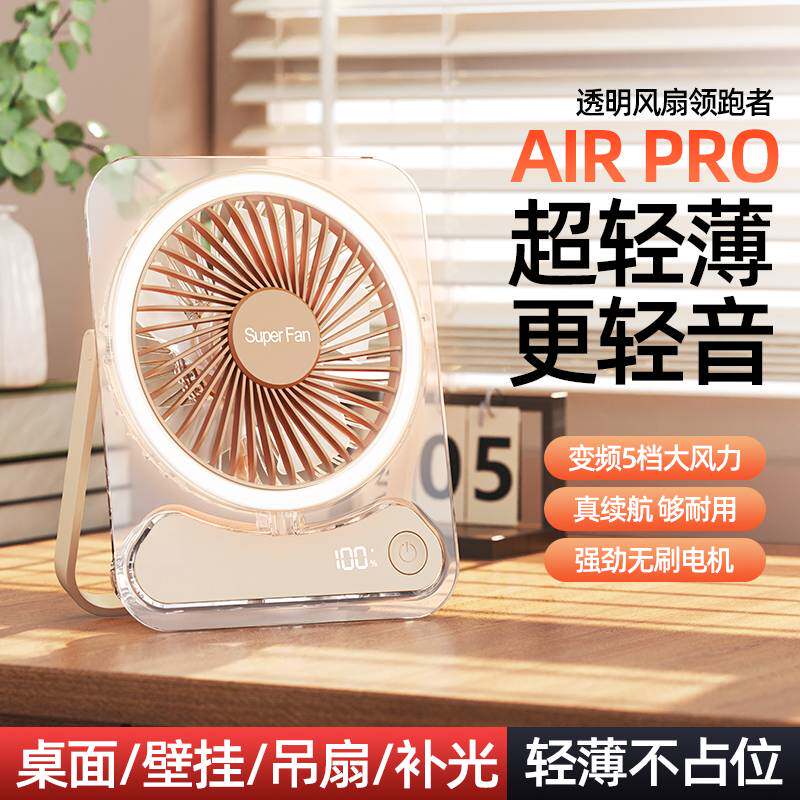 卡片小夜灯+超薄桌面风扇二合一