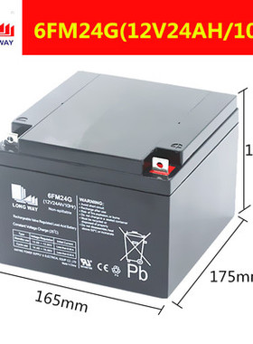 LONGWAY龙威电瓶12V24AH蓄电池UPS消防报警主机太阳能免维护电池