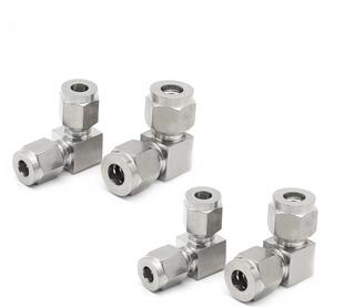 304不锈钢卡套式接头卡套弯头弯通接头直角卡套不锈钢气源管接头