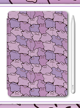 紫色粘土怪兽适用苹果2022第十代iPadPro12.9保护壳air5华为Matepedpro11寸三折透明气垫防摔轻薄平板套mini6