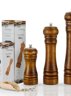 手动5寸8寸10寸研磨器胡椒研磨器橡木花椒现磨胡椒粉调味罐研磨瓶